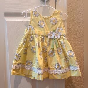 Blueberi Boulevard Yellow Daisy Print Dress for Girls